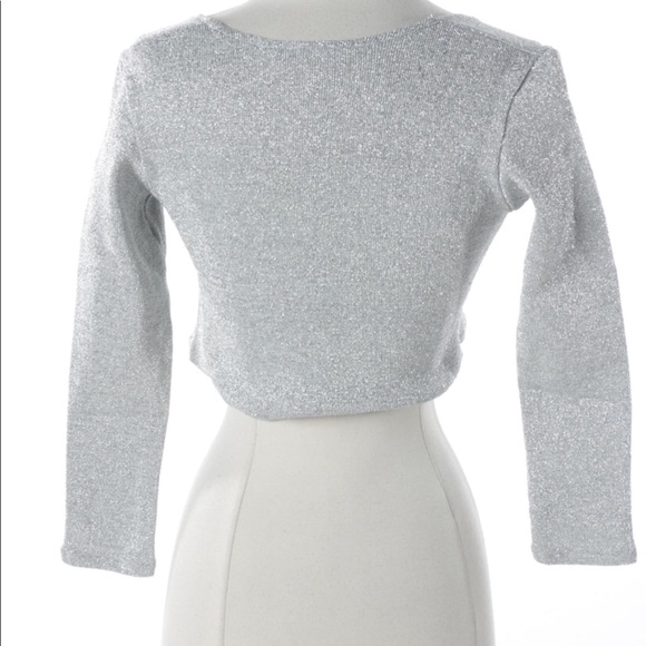 ✨Silver Sparkle Metallic Crop Top w/ Gloves OS - Picture 5 of 8
